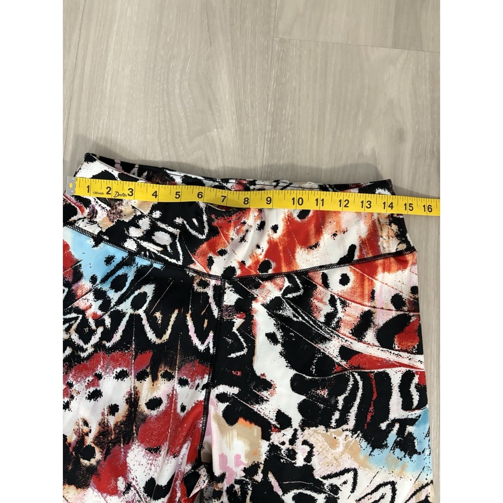 NY & Co Leggings Womens Black Red Mid Rise Back Pocket Yoga Casual Active Size L - Picture 4 of 7